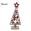 Indoor Christmas Home Decoration Wooden Tree Tabletop Sign, Rustic Gingerbread Snowman Gnome Desktop Ornament with Star Holiday Party Sign Topper,