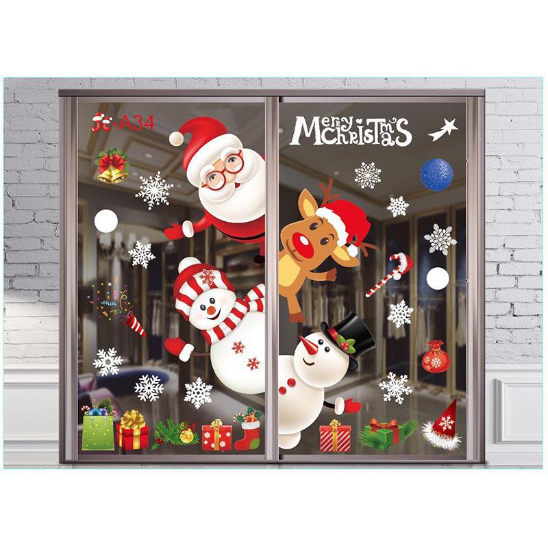 Electrostatic Christmas Window Decal Sticker No Trace Xmas Window Clings Glass Decor No Glue Residue Multi Patterns