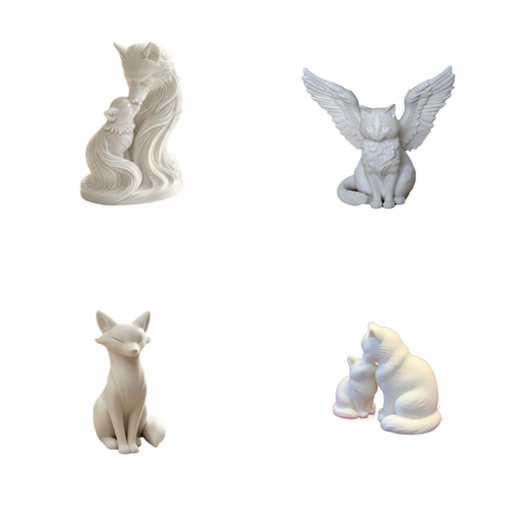 Home Decoration Cat Statue Kawaii Desktop Ornaments Creative Wolf Statue Living Room