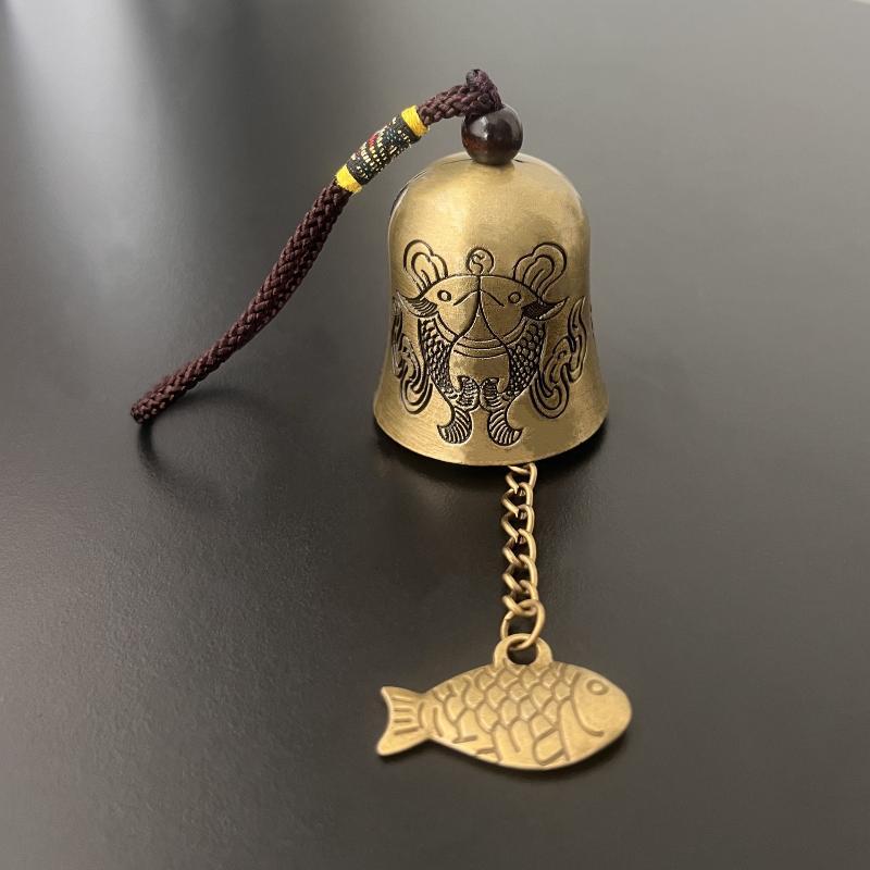 Vintage Pure Copper Bell Keychain Rustproof Brass Small Pendant Portable Ornament for Car Key Backpack Accessory Gift