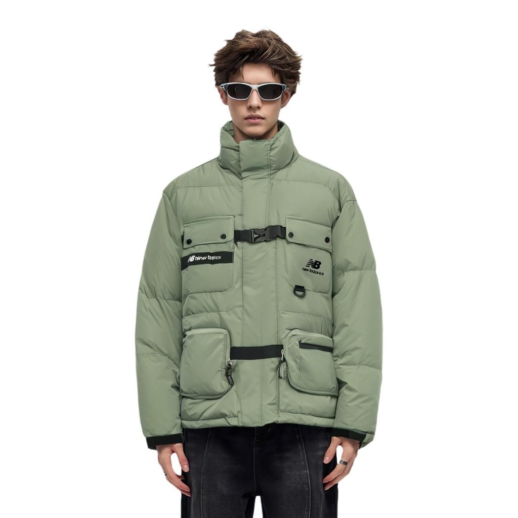 New Balance Logo Down Jacket Asia Sizing 'Green Black' Men's AMJ14328-OLG