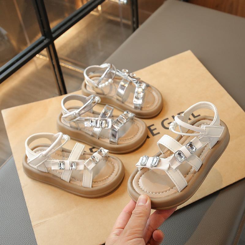 New Summer Children's Sandals Medium and Older Children's Fashion Girls' Casual Princess Sandals Platform-soled Soft-soled Beach Shoes