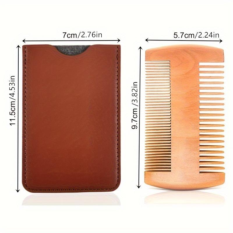 Pear Wood Double Sided Beard Comb Wide Fine Teeth Wooden Hair Styling Tool For Men Beard Care