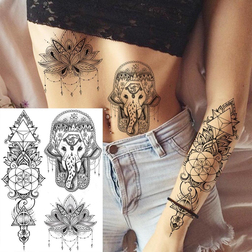 Cross Henna Art Temporary Tattoo Sticker for Arm and Neck