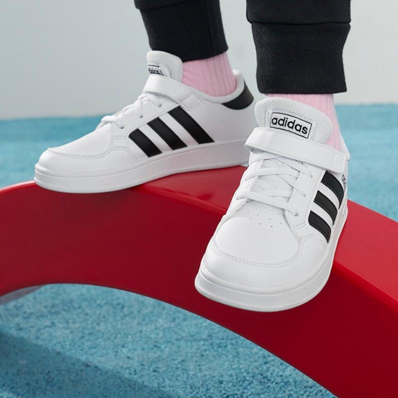 Adidas Neo Breaknet Simple Comfortable Durable Low-Top Kids Skate Shoes Kids Sneakers White Black FZ0106