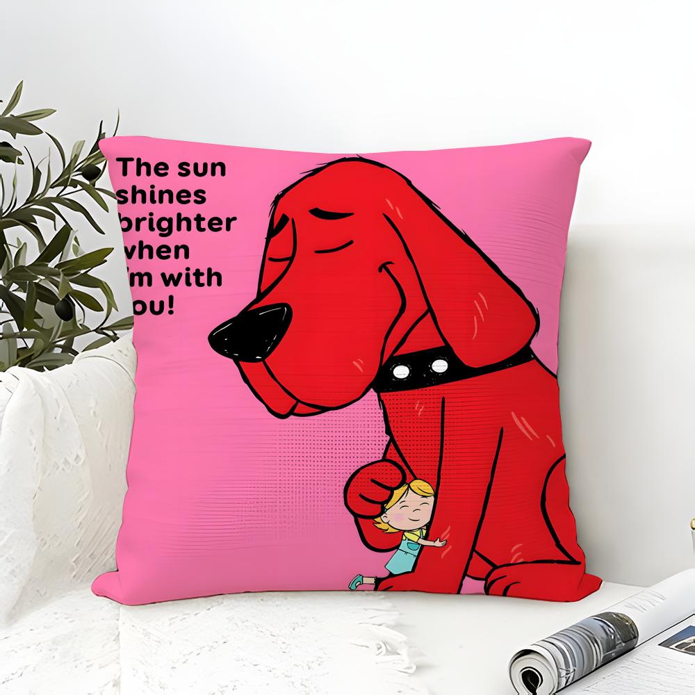 Kissenbezug Baumwolle Leinen Stoff Quadratisch Reißverschluss Kissenbezug Heim Dekoration Wohnzimmer Comic Cartoon C-Clifford Der Große Rote Hund 2