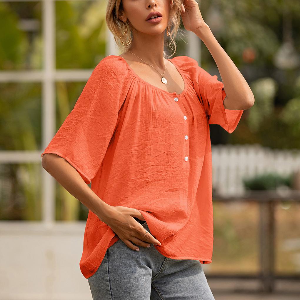 Women Blouse Short Sleeve Summer Casual Top