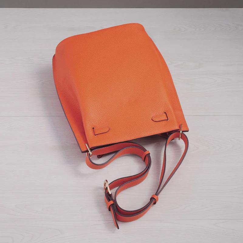 Sokelly 2025 Genuine Leather Crossbody Bucket Bag – Trendy Vertical Horseshoe Design