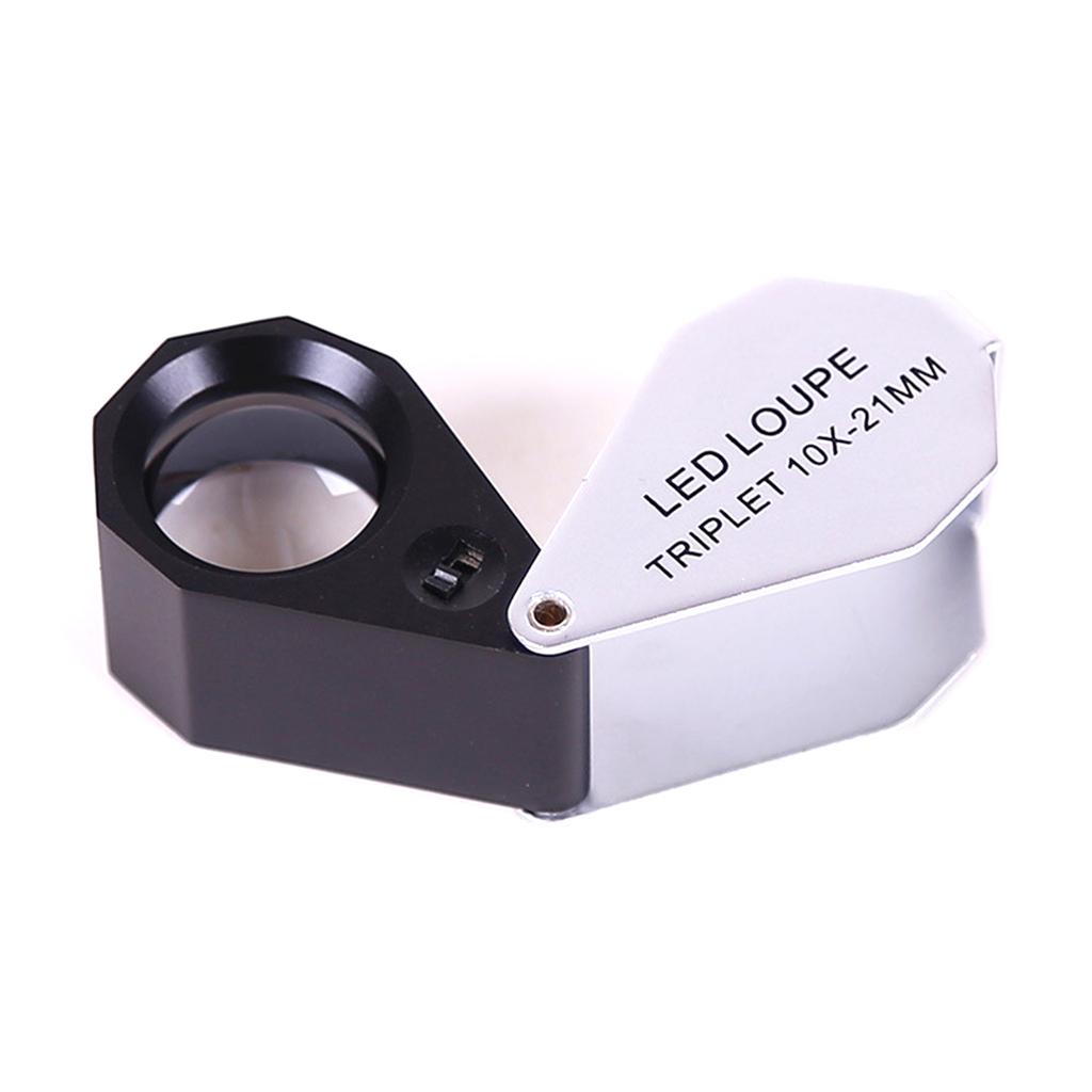 10X 21mm LED Light IlluminatedEye LoupePocket Jewellery- Magnifier- Portable Foldable Magnifying Glass with Lights Gift