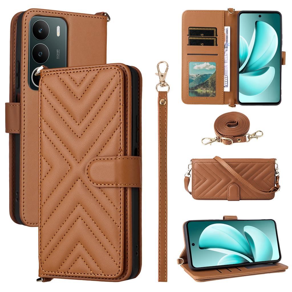 For Realme C71 4G Case with Shoulder/Wrist Strap Leather Phone Cover Stand Wallet
