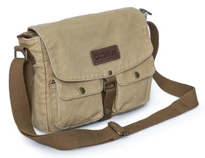 Gootium LM30624AMG Cotton Canvas Shoulder Bag Messenger Bag Unisex Khaki