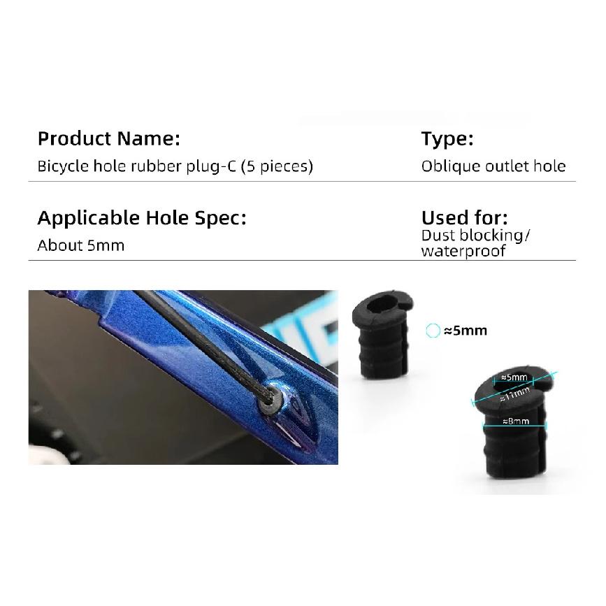 5pcs Bicycle Derailleur Seal Hole Plug Shift Di2 Outlet Hole Plug Solid Rubber Hole Caps Road Mountain Bicycle Accessories