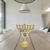7 Branch Jewish Metal Star of David Candle Holder with Cross Pendant Menorah Ornament Temple Candlestick Candle Stand