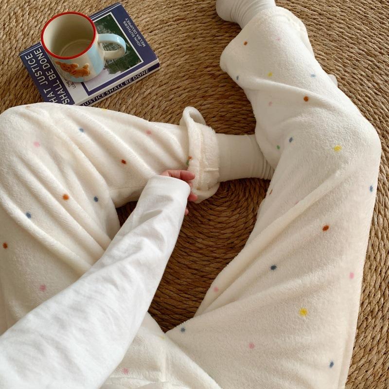 Cartoon Flannel Pajama Pants for Women - Winter Warm Fleece Lounge Pants, Coral Velvet Sleepwear Bottoms for Students, Cozy Home & Outdoor Wear