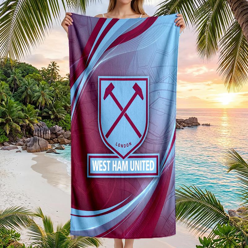 West Ham United Fußball Strandtuch Weiches Mikrofaser Sommerhandtuch Schnelltrocknend Saugfähiges Handtuch für Strand Schwimmbad Reisen