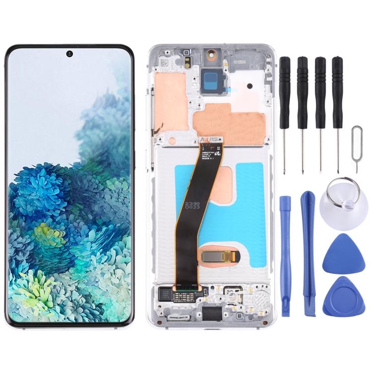 Originaal Dynamic AMOLED materjalist LCD ekraan ja puutepaneel täielik komplekt koos raamiga Galaxy S20 4G SM-G980 jaoks