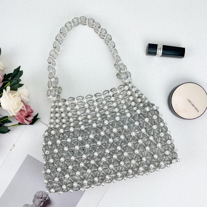 New Fashion Design Handmade Color Beaded Woven Handbags Brand High-end Party Evening Bag Luxury Fashionable Pearl Underarm Bag