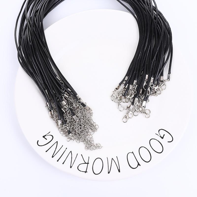 DIY Jewelry Accessories: Black Waxed Leather Necklace Cord with Lobster Clasp