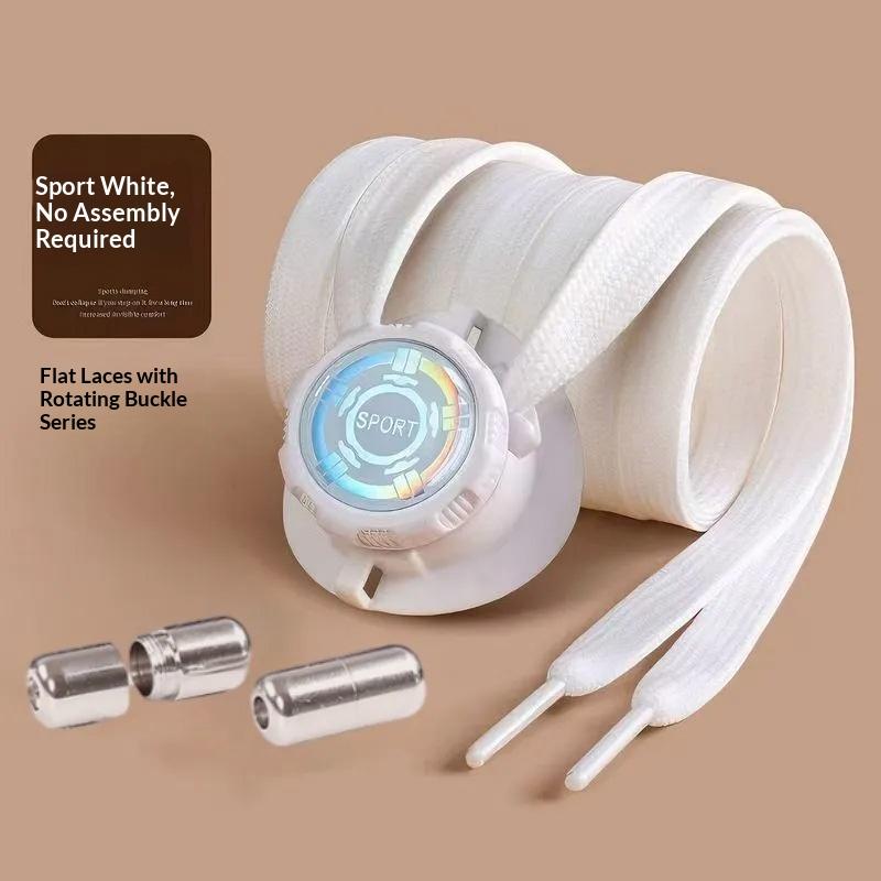 Automatic Shoelaces Swivel Buckle No Tie Laces Widened Flat for Sneakers Lazy Shoelace Fastening Accessory Adults Kids Unisex