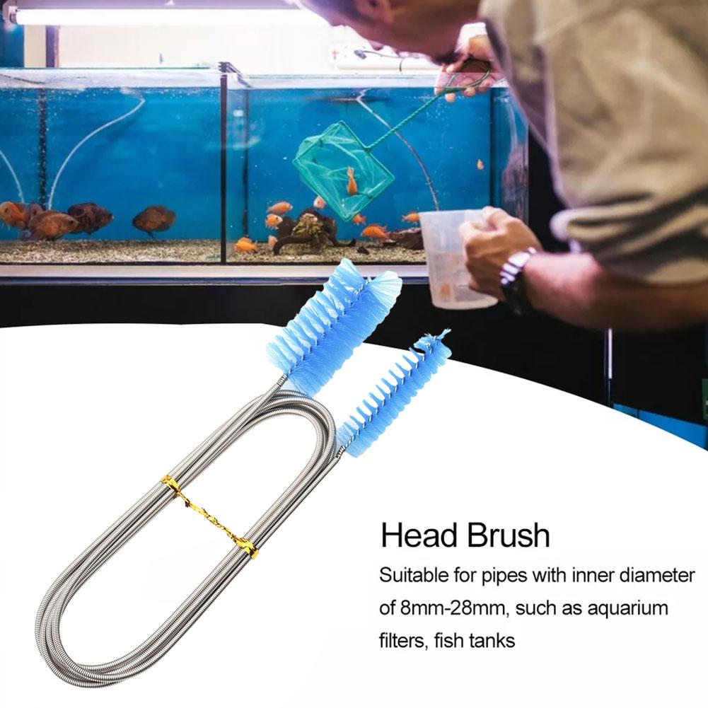 Aquarium Spring Brush Stainless Steel Double-ended Glass Brush Tools Wall Pipe Tool Brush Plastic Cleaning Inner Cleaning G6Z9