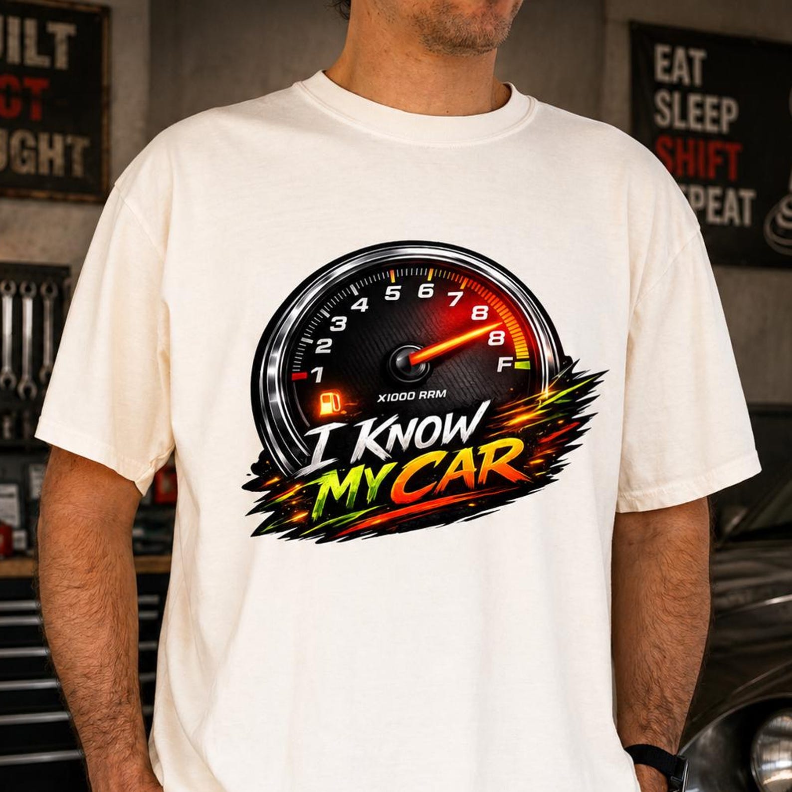 I Know My Car Shirt, Car Enthusiast T-Shirt, Tachometer Graphic Tee, Mechanic Gift, Racing Shirt, Automotive Lover Apparel L