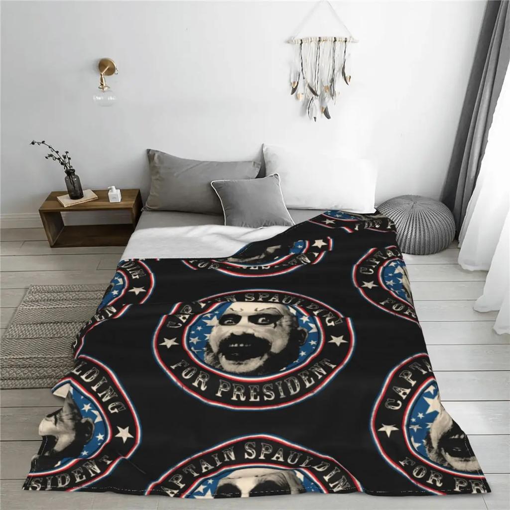 Deka Captain Spaulding z fleecu Rob Zombie Devils Reject House of 1000 Corpses Přehozy na auto pohovku postel