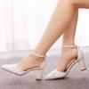 Summer New Thick Heel Women High Heels Water Diamond Lace Women's Single Shoes Bridal Wedding Shoes Ladies Banquet Party Sandals
