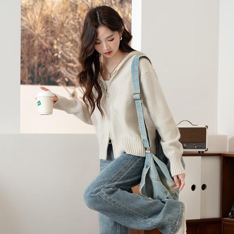 TonLion Women s Versatile Double-Zip Hooded Cardigan S