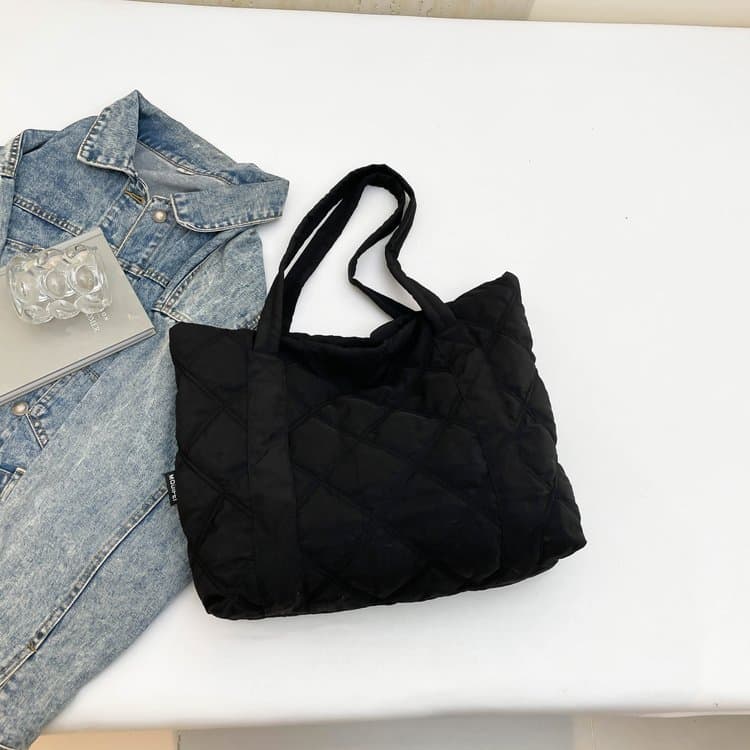 Borsa a tracolla casual da donna in piuma borsa a tote invernale a rombi