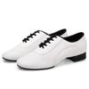 Scarpe da Uomo in Pelle Bianca Perforate Moderne per Ballo da Sala Fondo a Due Punti Scarpe da Ballo Latino Sneakers per Square Dance