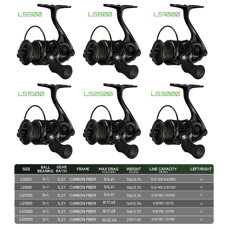 LEO Portable Carbon Fiber Only 109G Lightweight Spinning Fishing Reel 5.2:1 Gear Ratio 5+1 BB for Saltwater Freshwater Ce Fishing Corrosion Resistant