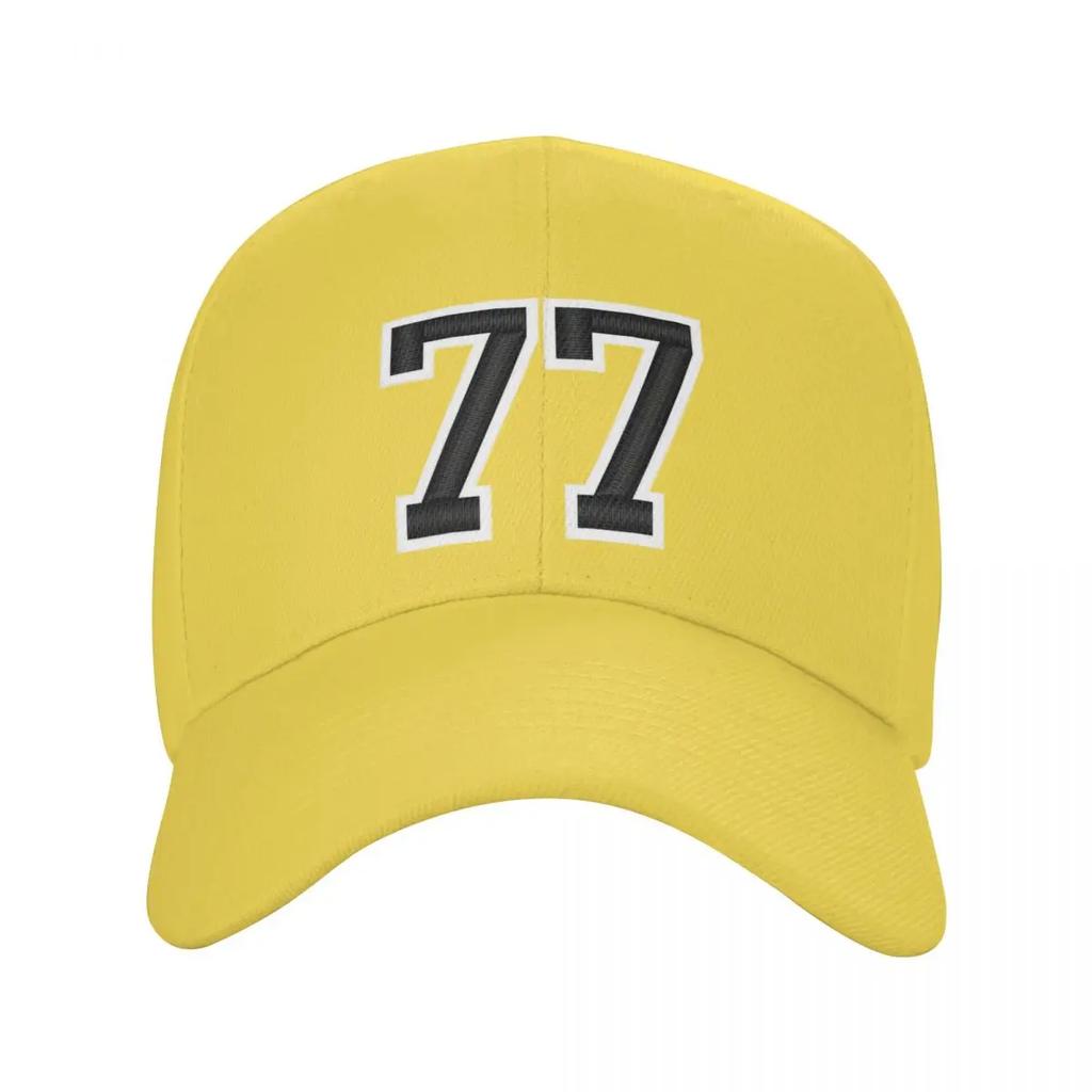 Black Jersey Sports Number Seventyseven Football Baseball Cap Funny Hats Hard Hat Golf Hat Genuine Ladies Unisexs