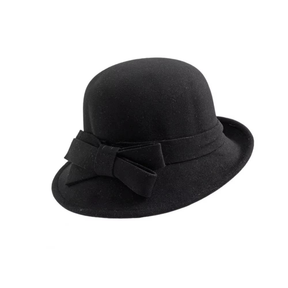 French Style Wool Bucket Hat Felt Mourning Cap Vintage Panama Hat Party