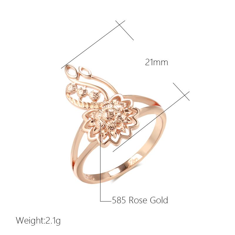 New Fashion  Rose Gold Color Ring For Women Unusual Metal Sculpture Flower Ring Ethnic Bride Vintage Wedding Jewelry