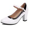 Elegant Women's Block High Heels Fashion Mary Janes Shoes Black White Heeled Party Wedding Shoes Ladies Dress Pumps 2025