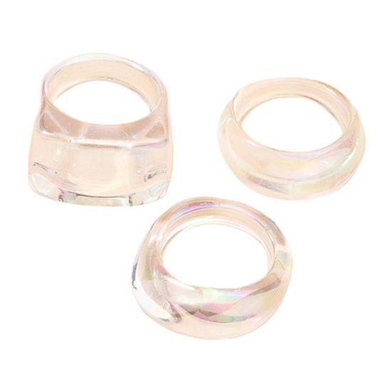 3Pcs/Set Square Ring Acrylic Smooth Geometric Unisex Resin Exquisite Finger Ring for