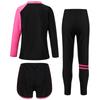 Unisex 3-teiliges Schwimmset Langarm Rashguard Oberteil Badeshorts UV-Schutz Hose Sonnensichere Bademode