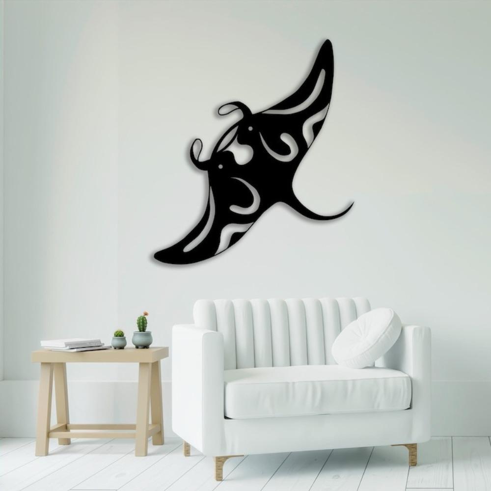 Manta Ray Metal Wall Art, Modern Ocean Sculpture Home Decor