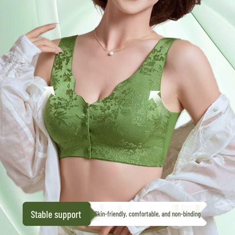 Tragbarer Damen-BH mit Frontverschluss, geprägtem Jacquard, Push-Up und ohne Bügel