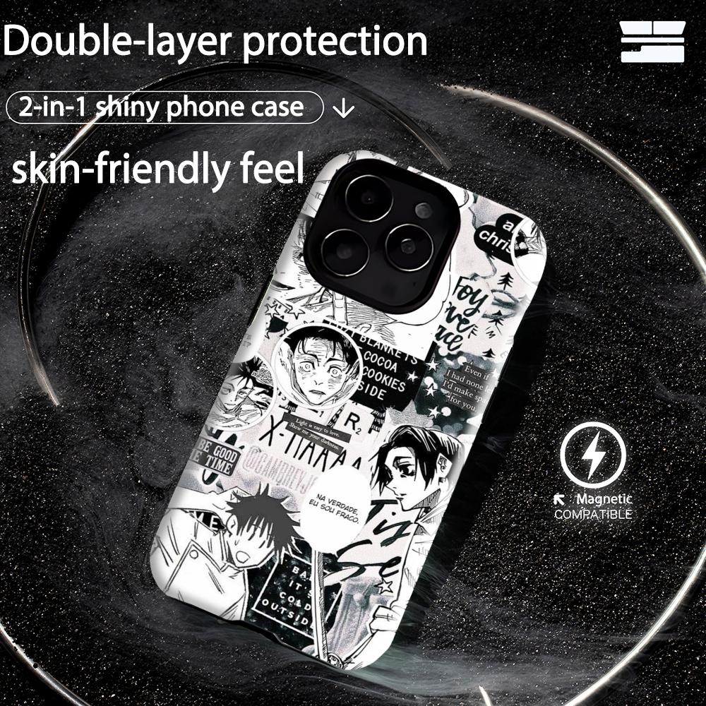 Custodia per Telefono Anime Yuta Okkotsu Jujutsu Kaisen Magnetica 2 in 1 Guscio Lucido Per iPhone 17 16 e 15 14 13 12 11 Pro Max Plus mini XS