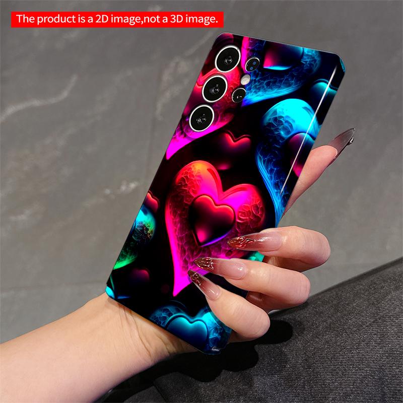 2DFlat Samsung phone case Neon Heart Glow Phone Case Applicable to Galaxy S23 S24 S25ULTRA S26 A12 A14 A15 A16 A54 A55