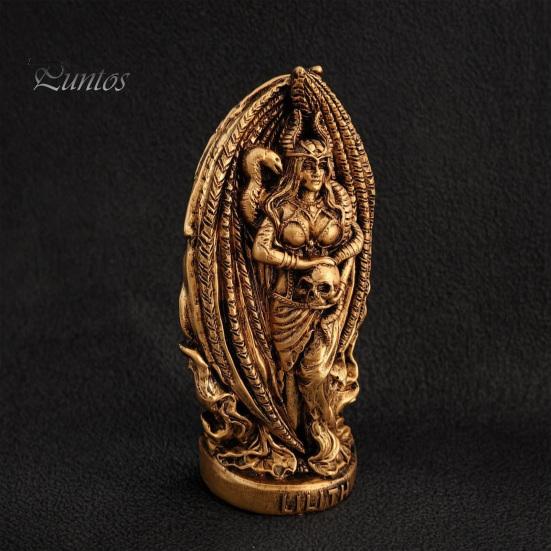 Creative Gift for Friends Retro Goddess Statue, Resin Ornament with Snake Skull, Waterproof Statue Collectable Figurine Indoor Desktop Shelf