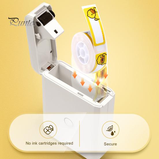 Mini Label Printer Portable Bluetooth-compatible Free Editing Picture Inserted No Ink Needed Rechargeable Compatible with for iOS for Android