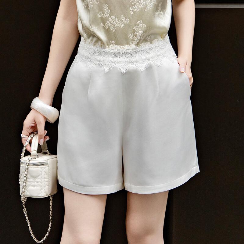 Lancer High-Waist Acetate Blend Lace Patchwork A-Line Shorts XL белый