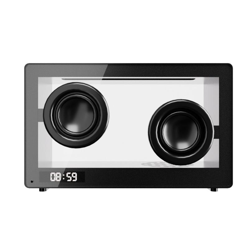 Portable Alarm Clock Bluetooth Speaker Vintage Hifi Soundbar Wireless Colorful Atmosphere Light with Mic Support TF Card Play