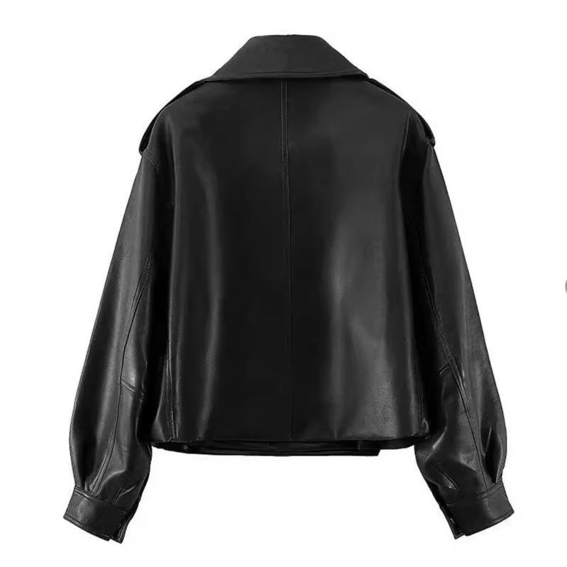 Cross-Border Retro Leather Jacket: Women's Trendy American Style