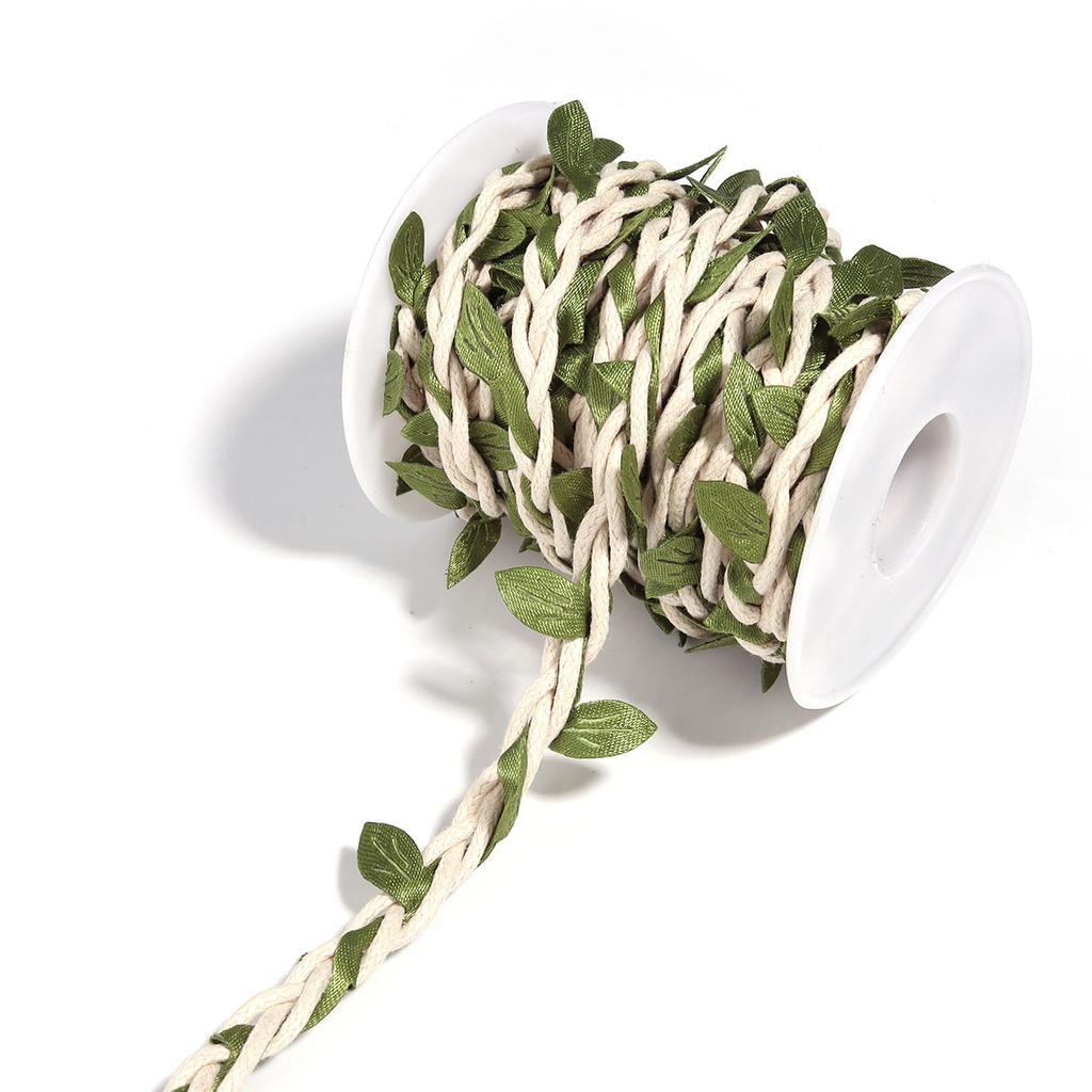 5Yards/Roll Artificial Vine Leaves Weaving Hemp Rope Simulation Green Leaves For Home Wedding Party Gift Bouquet Wrap Decoration
