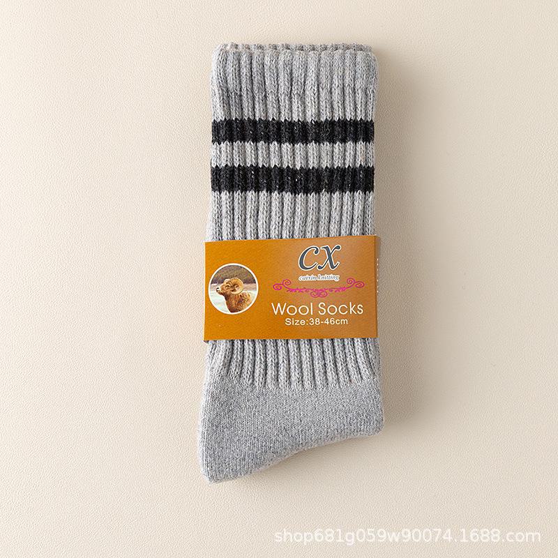 

Мужские шерстяные кашемировые толстые спортивные носки средней длины для осени и зимы 1 pair серый