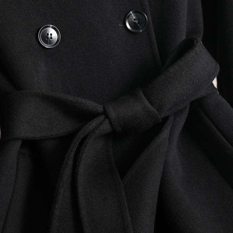 Double-sided cashmere coat women's medium and long new thin over-knee wool coat women