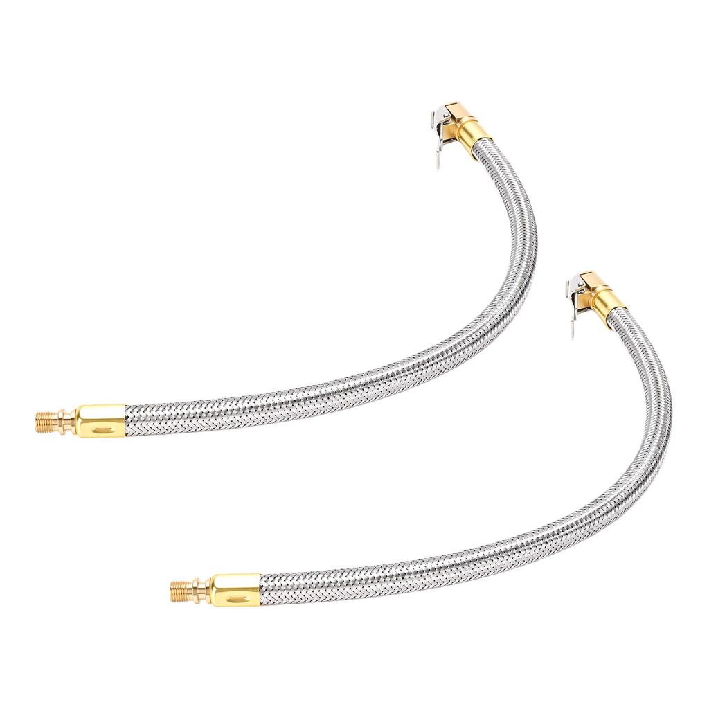 2pcs Tire Inflator Hose Adapter 13in Stainless Steel Hose M8 Thread Air Pump Extension Hose Adapter for Cars
